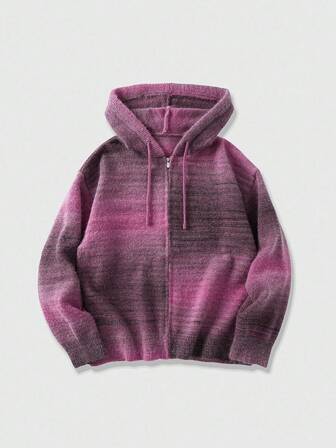 Street Life كارديجان رجالي بسحاب وخيط للشد بتدرج اللون، خريف/شتاء