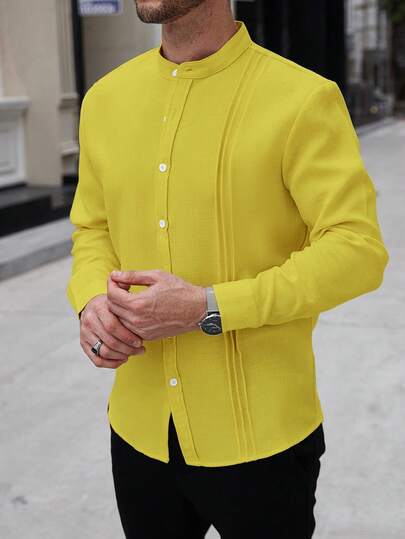 Manfinity Homme Men's Casual Solid Color Urban Plain Long Sleeve Shirt, Spring/Autumn, For Husband White Long Sleeve For Menwhite Long Sleeve Shirtmen White Long Sleevewhite Long Sleeve Men