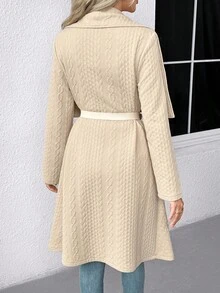 SHEIN Jaqueta regular elegante e madura com gola, tecido texturizado e cintura marcada para mulheres - Cinza - Visão 2