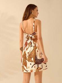 CAJUNI Váy ngắn họa tiết động vật Boho Tropical Colorblock dành cho nữ mùa hè thường ngày - Nhiều màu - Xem 2