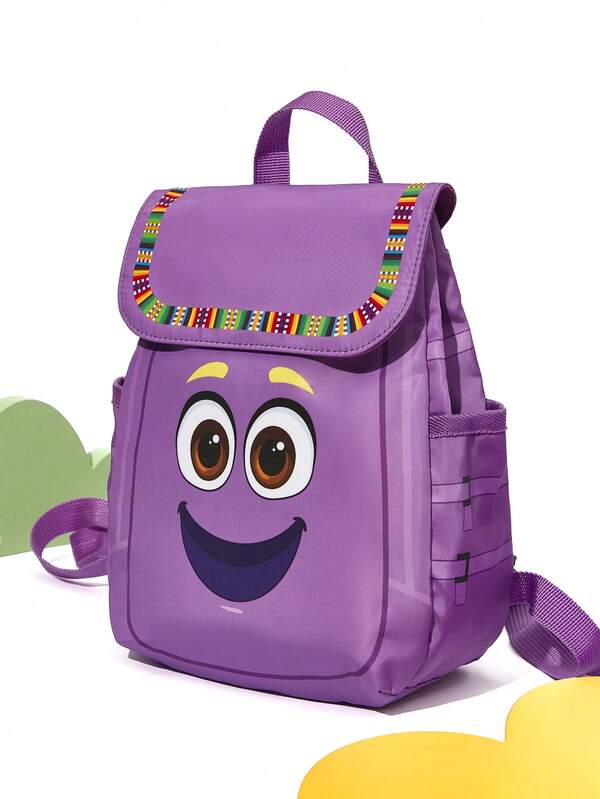 DORA | SHEIN 1 Pc Cute Cartoon Print Backpack, Adjustable Shoulder Strap Length, Gym Bag, Casual Bag, Canvas Backpack, School Bag, Travel Bag, Suitable For Students, Girls, Boys