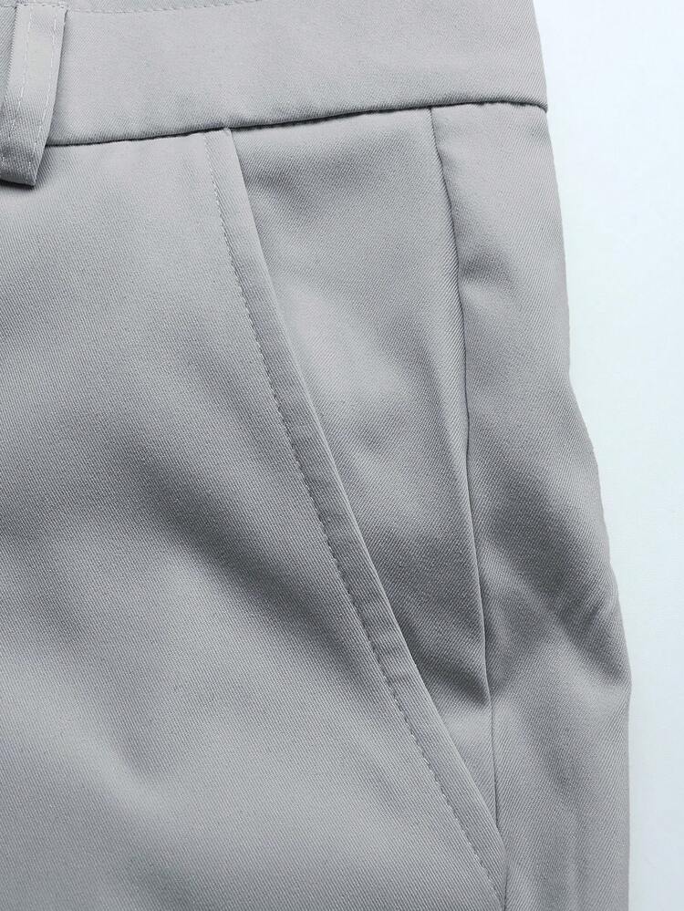 Manfinity CasualCool Conjunto de camisa de manga corta y pantalones de unicolor casual para hombres - Gris Claro - Añade 6