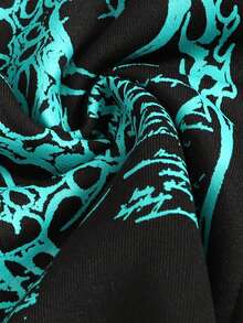 ROMWE MEN Goth Áo nỉ có mũ trùm đầu in cổ lông cừu có khóa kéo cho nam, Thu/Đông - màu đen - Xem 4