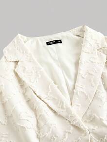 SHEIN MOD Plus Size Jacquard Textured Suit 2 Pieces Set, Sleeveless Blazer Jacket Paired With A-Line Skirt, Apricot Color - Apricot - View 5