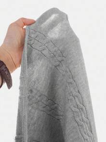 SHEIN Teen Girls' Gray Hollow Bowknot Decor Long Sleeve Knit Casual Dress Autumn Winter Clothes ForGirln - Light Grey - View 6