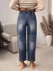 EMERY ROSE Women's Pocket Straight Loose Casual Versatile Jeans - Blue - View 3