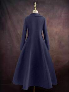 Sweetra Elegante Oversize Ausgeh-Oberteil, Herbst/Winter Retro vielseitig lässiges figurbetont elegantes braun-grünes lang ausgestelltes Mantelkleid mit Taillenzug für Frauen