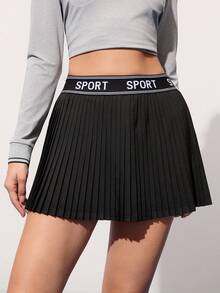 CourtClass 女式简约印花休闲百搭瑜伽运动裙 - 黑色 - 查看 5