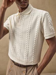 AKNOTIC Men's Short Sleeve Textured Casual Commute POLO Shirt