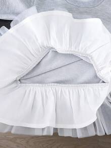 Vestido de sudadera casual y elegante para bebé/niño pequeño unisex, diseño de dobladillo de malla, cómodo cuello redondo de manga larga, adecuado para otoño/invierno/primavera, ligero y acogedor, uso casual de moda, vuelta al colegio, picnic al aire libre, fotografía, vacaciones, regalos