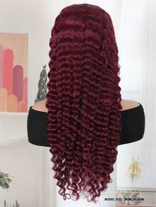 ALL READY WIG 无胶勃艮第蕾丝前假发 女士真人发假发 99J 深波浪假发 180% 密度湿发和波浪红色卷发真人发假发 预拔 13x4 透明蕾丝前假发 - S99J - 查看 4
