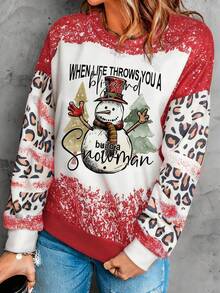 EMERY ROSE Women's Snowman Slogan Print Crew Neck Long Sleeve Christmas Sweatshirt, Autumn/Winter - Multicolor - View 3