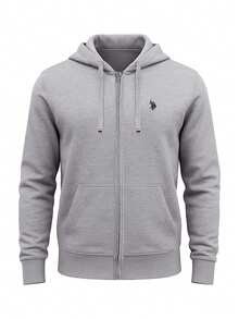 Classic Men's Zip Up Hoodie Grey - Grey - View 4