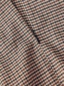 SHEIN MOD Vestido midi de talla grande con diseño de lazo y cuello en V, estampado de cuadros marrones vintage, estilo "Old Money", estética preppy, inspirado en los 70, dulce y lindo, perfecto para la escuela, ir al trabajo, fiestas y citas - Marrón - Ver 6