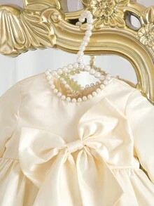 Đầm dự tiệc thanh lịch màu trắng bằng satin và lưới phối nơ trang trí cho bé gái, đầm công chúa cho bé gái, đầm màu sâm panh cho bé gái, đầm sang trọng cho bé gái, đầm Giáng sinh cho bé gái, đầm mùa đông cho bé gái - Hồng - Xem 6