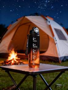 SHEIN زجاجة مياه شفافة ملونة مع مقياس للرياضة والأنشطة الخارجية والترفيه، مناسبة للياقة البدنية والأنشطة الخارجية