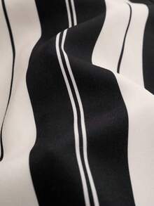 SHEIN LUNE Women's Elegant, Fashionable, Comfortable, Charming Vintage Minimalist Striped Straight Loose Casual Pants - Black - View 6