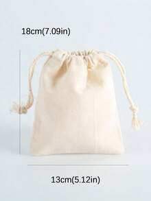10pcs Plain Drawstring Bags, Gift Wrap Bags - Beige - View 6