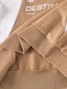 SHEIN Playful Pals بلوزة رياضية بطبعة حرفية وألوان متباينة لصبي، مناسبة للخريف والشتاء