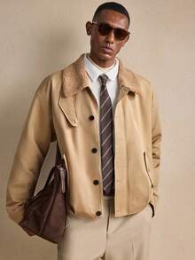 AKNOTIC Business Casual Men's Fashionable Versatile Commuter Long Sleeve Jacket, Autumn, For Fall Winter - Khaki - View 6