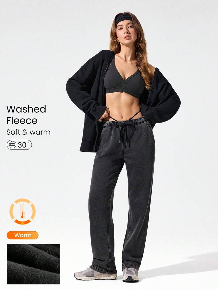 Pantalones de chándal suaves, ligeros y cálidos con piernas anchas, bolsillos laterales, cintura ajustable con cordón, para uso diario y casual en otoño e invierno