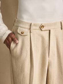 AKNOTIC AKNOTIC Men's Herringbone Print Fold Pleated Pocket Casual Pants, Christmas Party Banquet Business Casual Trousers, Boyfriend Gift Holiday