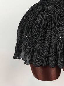 Amplova Halter Deep V-Neck Sleeveless Ruffle Pleated Sexy Bodycon Mini Slip Dress - Black - View 8