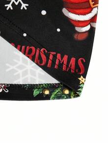 EMERY ROSE Christmas Plus Size Women Stand Collar Long Sleeve Waist Cinched Dress, Digital Printing Craftsmanship, Suitable For Holiday Wear And Everyday Wear