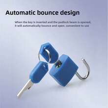 3/10 - Set Compact Colorful Plastic Padlocks With Keys.Padlock Small Padlock With Key For Luggage Lock, Fashion - Forward Multicolored Square - Shaped Design,Backpack, Gym Locker Lock, Suitcase Lock, Classroom Matching Game - Multicolor - View 4