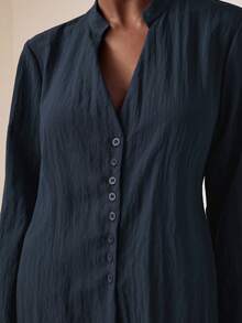 Vesra 休闲装 - V领收腰上衣和阔腿裤 - 藏蓝色 - 查看 6