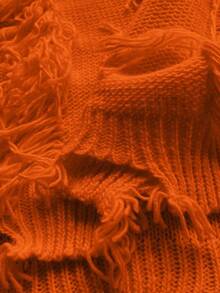 Maweii Plus Size Women's Y2k Solid Color V-Neck Tattered Long-Sleeved Sweater,Autumn,Solid Color, Orange,Red,  Design Sense, Loose And Casual, Christmas,Party,Halloween, Punk,  Women's Daily Commuting Top, Autumn , Spice Girl Knitted Sweater,Winter,Summer,Spring/Fall - Orange - View 8