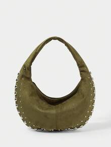 SHECARRY Damen Schultertasche aus einfarbigem, modischem Material mit Nieten