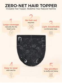 Kinky Curly Topper Hair With Bangs Human Hair Toppers For Women Clip In Hair Extensions Natural Black Daily Use Easy To Wear - Natural Black - View 6