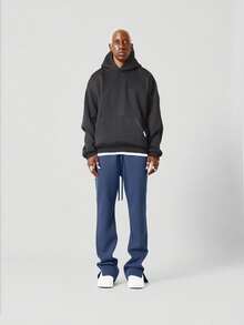 SUMWON Baumwoll-Jogginghose mit seitlichem Schlitz, Premium-Qualität mit Kordelzug, elastischem Bund und geradem Bein, für Winter, Herbst, Lässig, Komfort und Streetwear