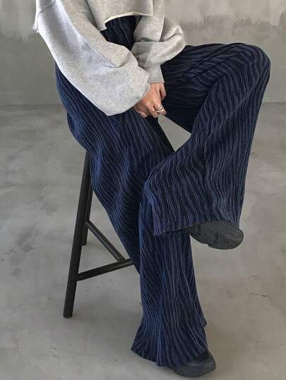 FRIFUL 女式休闲斑马纹松紧腰斜口袋宽松裤，秋季