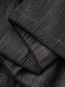 DAZY 少女荷叶边拼布喇叭袖圆领天鹅绒长裙 - 黑色 - 查看 6