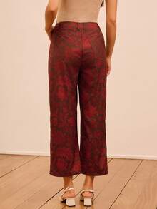 lacRébo 复古花卉灯芯绒高腰裤 - 彩色 - 查看 2