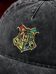 HARRY POTTER X SHEIN Fashionable Black Grey & Golden Snitch Embroidered Baseball Cap, Stylish, Non-Soft, Suitable For Everyday Wear, Sun Protection - Black - View 3