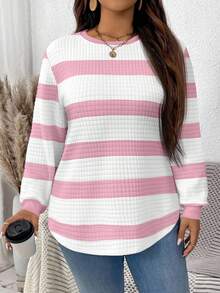 EMERY ROSE 秋冬圆领格纹休闲白色舒适弧形下摆侧开衩卫衣 - 彩色 - 查看 6