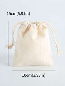10pcs Plain Drawstring Bags, Gift Wrap Bags - Beige - View 9