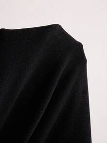 2026 Vestido de suéter con cuello de encaje para mujer - Negro - Ver 7