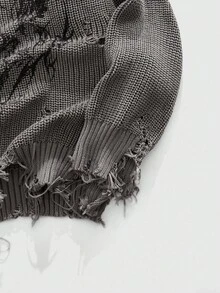 ROMWE MEN Goth 男士朋克风做旧末日印花针织衫，秋冬款