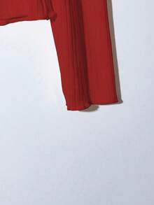 GlowEve Women's Solid Color Button Design Off-Shoulder Long Sleeve Fashion T-Shirt - Red - View 4
