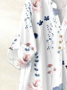Rusticease 2 件套休闲碎花蓝色上衣和机印蓝色裤子套装，适合夏季至初秋假期 - 彩色 - 查看 3