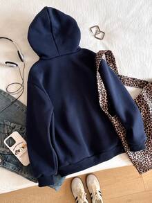 Sparklyn Tween Girls' Casual Street Leopard Faux Fur Hat, Five-Pointed Star & Leopard Print Pattern, Suitable For Street Style, Hooded Sweatshirt