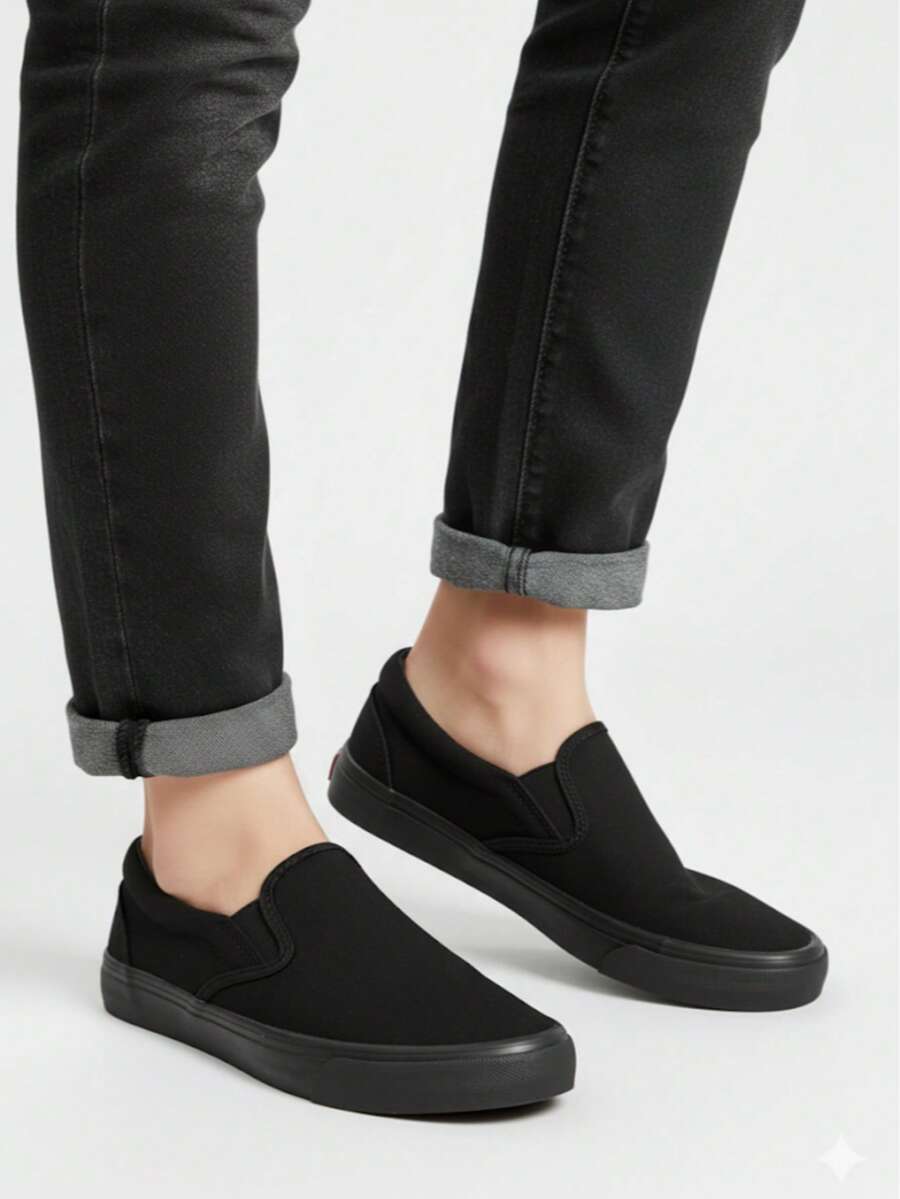 Men Canvas Shoes - Black - View 1