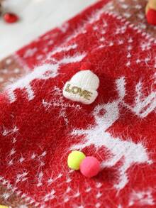GENKIRA Cute 3D Christmas Decor Oversized Pullover Sweater, Slouchy, Suitable For New Year - Multicolor - View 3