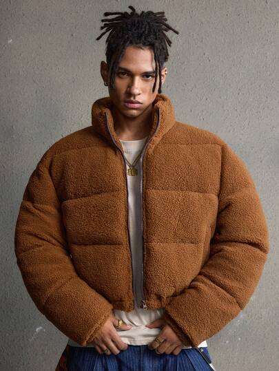 AXEPEAK Men's Casual Solid Color Zip Front Loose Winter Long Sleeve Coat