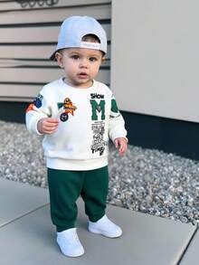 Baby Boys Hoodie & Sweatshirt Co-Ords - Green - View 1