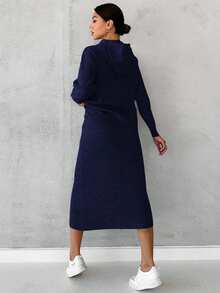 SHEIN Cottnline 女款連帽毛衣兩件套 - 藏蓝色 - 查看 2